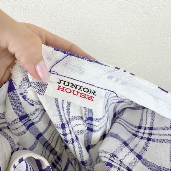 Vntg Purple Plaid Wide Leg 60s Mod Groovy Harry Styles Pants Med - Picture 8 of 9